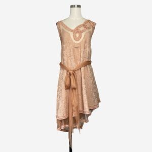 Vintage Jean Paul Gaultier Femme Silk blend peach nude A-line asymmetric dress 6